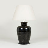 A pair of very large pottery lamps with a black glaze. Rewired.