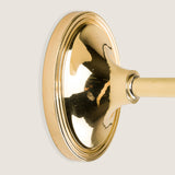 Fixed arm wall light with oval back plate. Lacquered Brass.