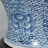 An 18th or early 19th C. Chinese baluster vase with all-over blue and white floral decoration, as a lamp.