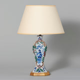 A charming small Dutch Delft vase with Chinoiserie decoration, 18th century, wired as a lamp.