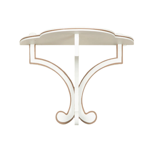 A SIMPLE PAINTED WOODEN WALL BRACKET WITH ADDED LINE DETAIL