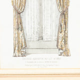 A pair of 19th cent French coloured engravings of curtain designs,  from John Fowler's Brook St office. 	BS.