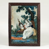 A pair of 18th C. Chinese reverse paintings on glass in original frames. (Restored.)       HL