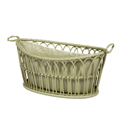 A HANDMADE REGENCY-STYLE OVAL BASKET AND LINER - FERN