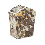 A FINE CARTONNAGE PENCIL HOLDER IN MARBLEISED PAPERS.
