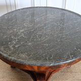 A MID-19TH CENTURY FRENCH MAHOGANY GUERIDON WITH ORIGINAL GREY MARBLE TOP ON A TRIPOD BASE. CIRCA 1840.