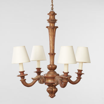 A SMALL FOUR BRANCH PARCEL GILT CHANDELIER, MID-19TH CENTURY, PROBABLY CONTINENTAL, REWIRED.