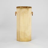 AN OCTAGONAL BRASS STICK STAND WITH RING HANDLES. MID-20TH CENTURY.
