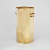 AN OCTAGONAL BRASS STICK STAND WITH RING HANDLES. MID-20TH CENTURY.