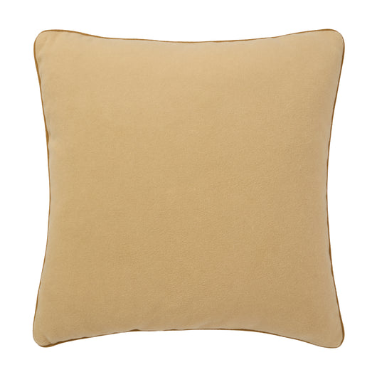 A  SQUARE CUSHION MADE UP IN A HONEY COLOURED CASHMERE WITH CONTRAST OTTOMAN PIPING. (Copy)