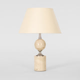 A SMALL 1960'S STEEL AND TRAVERTINE LAMP BY PHILIPPE BARBIER.