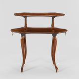 A LATE 19TH CENTURY FRENCH ROSEWOOD SIDE TABLE WITH TWO GRADUATED SHAPED TIERS.