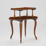 A LATE 19TH CENTURY FRENCH ROSEWOOD SIDE TABLE WITH TWO GRADUATED SHAPED TIERS.
