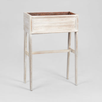 A PAIR OF SIMPLE RECTANGULAR PLANT STANDS ON TAPERING LEGS. LATE 20TH C.