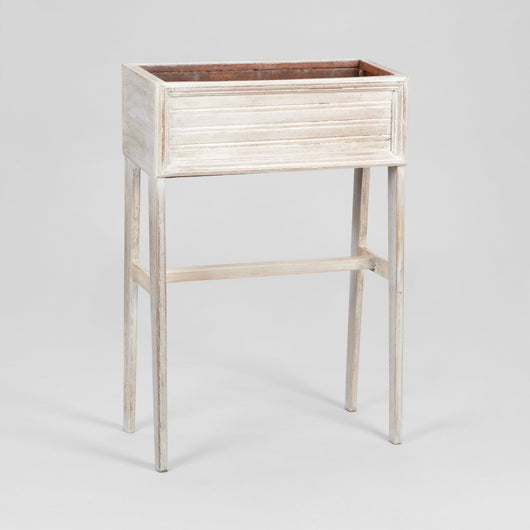 A PAIR OF SIMPLE RECTANGULAR PLANT STANDS ON TAPERING LEGS. LATE 20TH C.