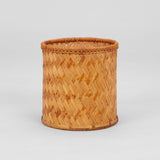 TWO ROUND JAPANESE WOVEN RATTAN BASKETS.