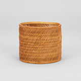 TWO ROUND JAPANESE WOVEN RATTAN BASKETS.