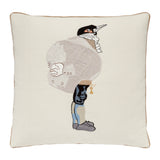 A NEEDLEPOINT CUSHION OF A MALE SWALLOW INSPIRED BY NANCY LANCASTER'S TABLECLOTH