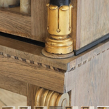 A 19TH CENTURY ENGLISH GEORGE IV BLEACHED ROSEWOD, EBONISED AND GILT BOOKCASE, CIRCA 1830