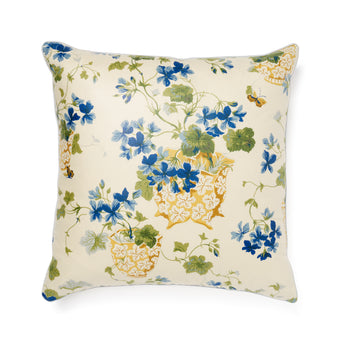 A PAIR OF SQUARE CUSHIONS MADE UP IN HALLERTON CHINTZ