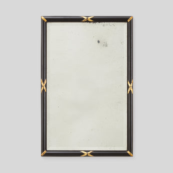 SMALL EBONISED MIRROR.