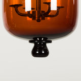 An amber glass bell lantern of unusual cylindrical shape. 20th century.