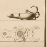 Late 18th century copperplate engravings from lamps and candelabra from Herculaneum. Published 1792. (A set of 36).