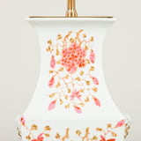 A Quing dynasty porcelain vase of square shape with pink enamel floral decoration, as a lamp.