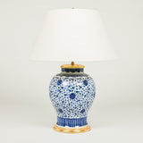 A pair of blue and white Chinese porcelain baluster-shaped vases, 19th century. Converted to lamps.