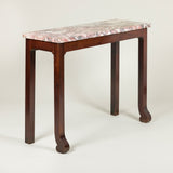 An unusual late 18th/early 19th century marble topped mahogany console table of simple  form.