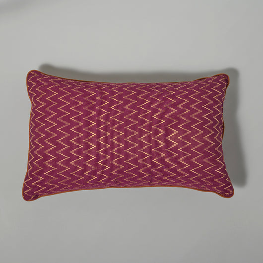 Rectangular cushions made in a zig-zag design fabric woven in Myanmar.