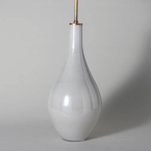 A tall white opaline glass vase converted to a lamp. French circa 1960.
