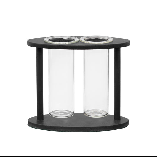 A COMPTON OVAL FLOWER HOLDER - BLACK
