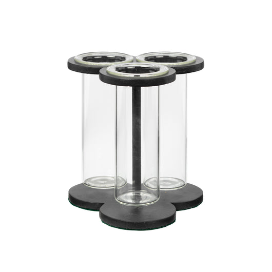 A COMPTON TREFOIL FLOWER HOLDER - BLACK