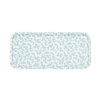 A NARROW BIRCH VENEER TRAY WITH A CLASSIC PRINT DESIGN