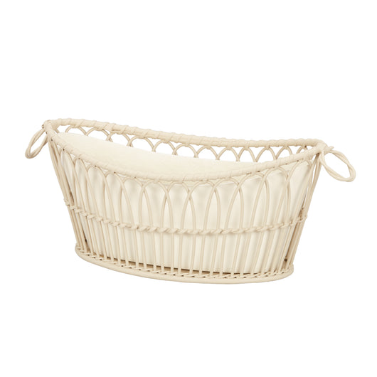 A HANDMADE REGENCY-STYLE OVAL BASKET AND LINER - CREAM