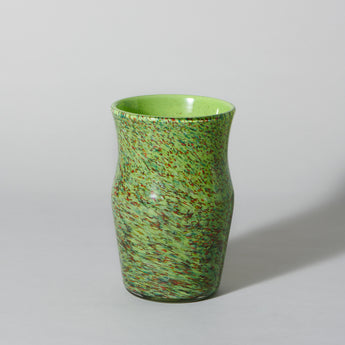 A mid-20th cent. Strathearn glass mottled green vase. Scottish.