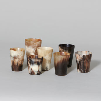 A collection of English horn beakers, late 19th century.
