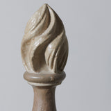 A pair of 18th century carved wood flaming and swagged urn finials, painted finish refreshed.