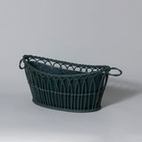 A handmade Regency-style oval basket and liner - Petrol.