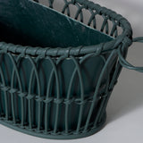 A handmade Regency-style oval basket and liner - Petrol.