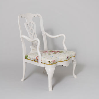 A pair of 19th century Italian armchairs, now white painted.