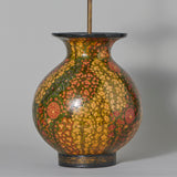 A large pot-bellied Kashmiri vase, 20th century, wired as a lamp.