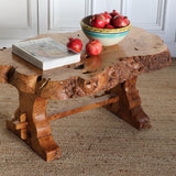 A MID-20TH CENTURY FRENCH COFFEE TABLE IN BURL WOOD.