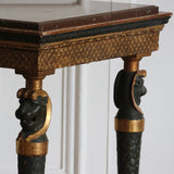 A FINE SWEDISH LATE GUSTAVIAN EMPIRE PERIOD GILT AND MARBLE CONSOLE TABLE.