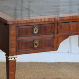 AN ELEGANT, LATE 19TH CENTURY FRENCH WALNUT AND INLAID BUREAU PLAT IN THE DIRECTOIRE TASTE.