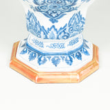 A blue and white facetted pottery vase in the Delft style, Paris circa 1760, wired as a lamp.