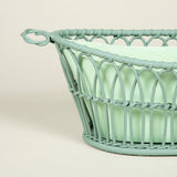 A handmade Regency-style oval basket and liner - Mint.