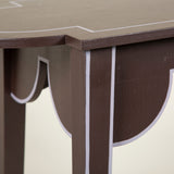 A small D-End table with a scalloped frieze. Made to order. Bespoke size and finish available upon request.