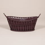 A handmade Regency-style oval basket and liner. Aubergine